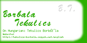 borbala tekulics business card